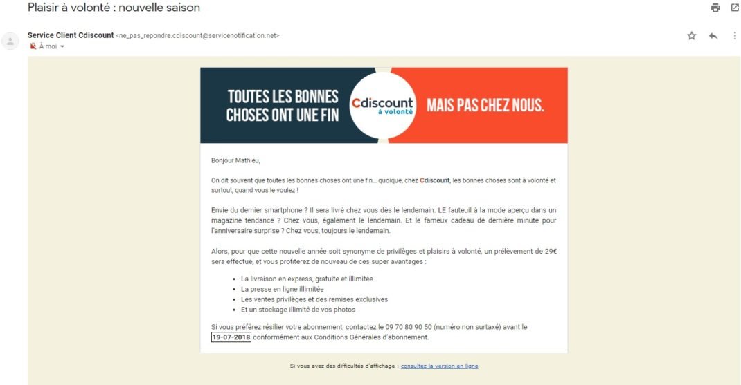 Cdiscount à volonté arnaque