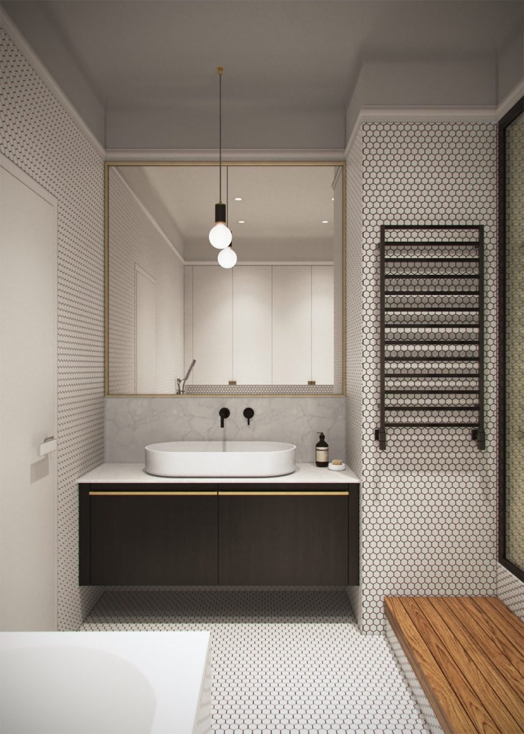 Honey White - Lumière et sophistication moderne dans un appartement de deux chambres