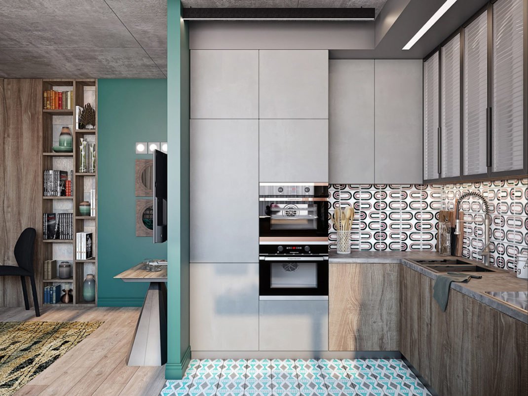 Superbe idée cette cuisine avec des finitions béton