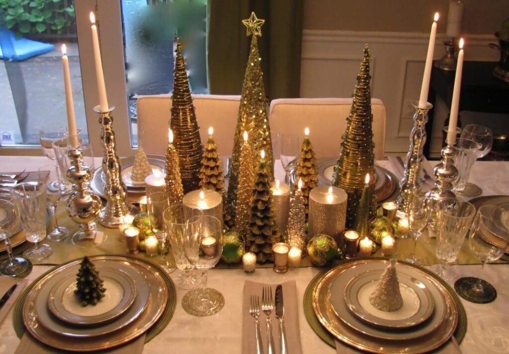 Centres de table de Noël : métaux classiques