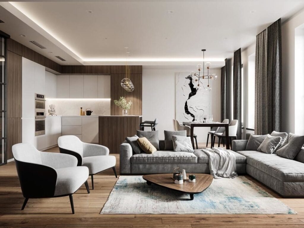 Visite d’un appartement au style glamour moderne sophistiqué