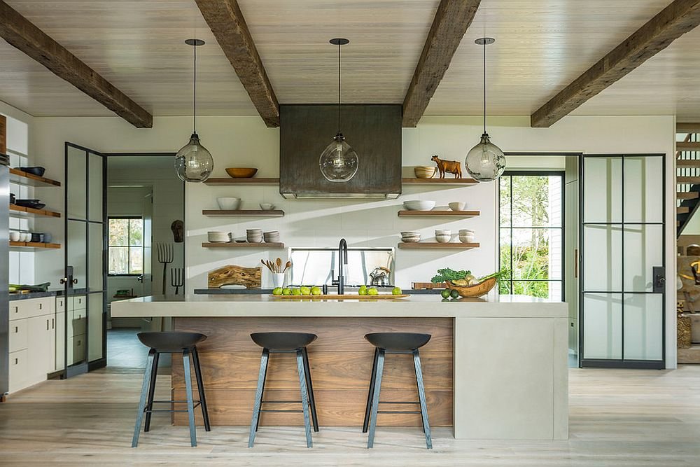 Un plafond en bois dans une cuisine moderne 1 Un plafond en bois dans une cuisine moderne 1