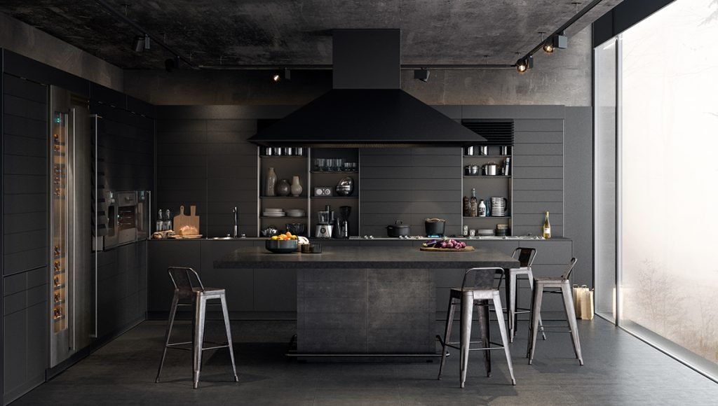 Des cuisines industrielles sombres et élégantes