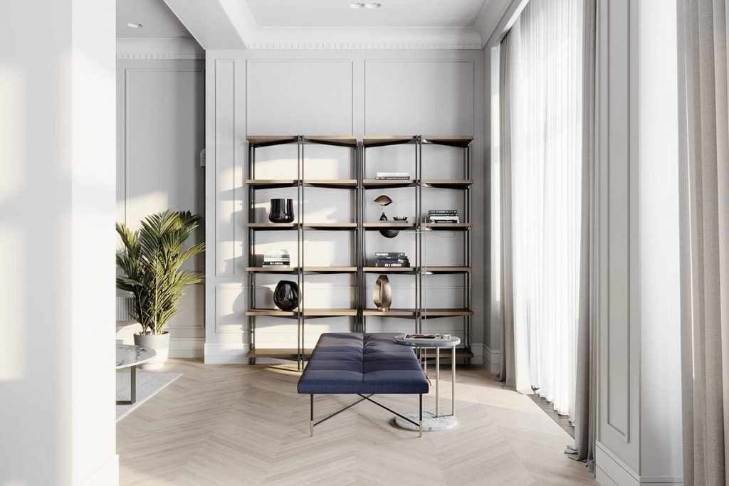 Un salon à la décoration d'intérieur néoclassique