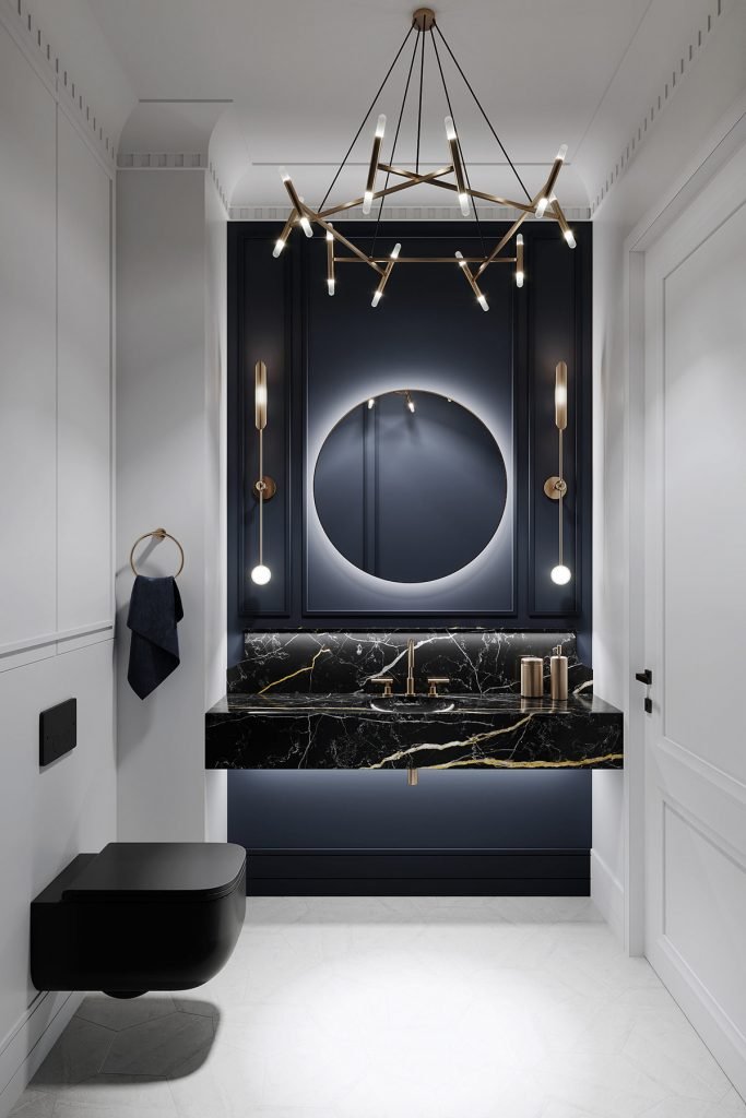 salle de bain à la décoration d'intérieur néoclassique