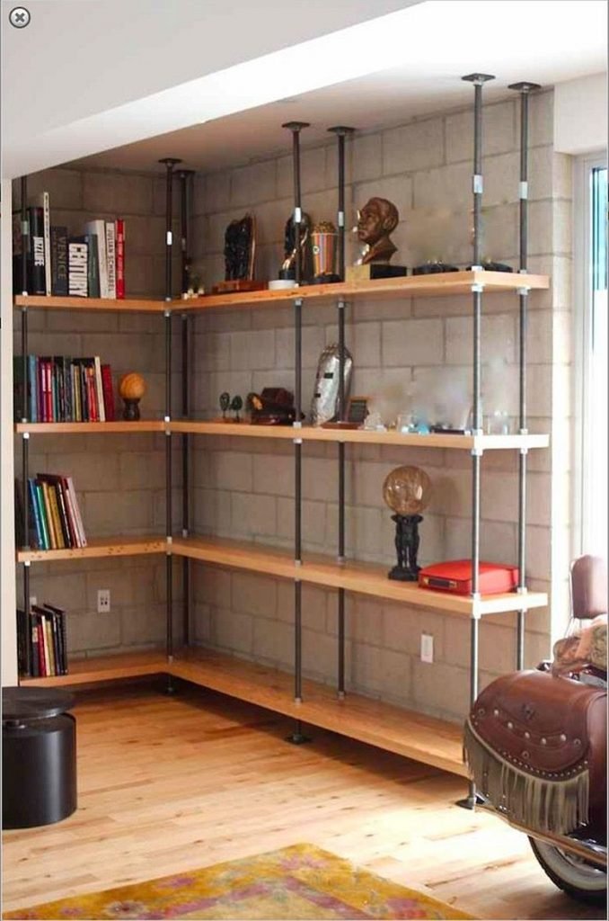 Décors de salons chics étagères bois et métal 3 Décors de salons chics étagères bois et métal 3