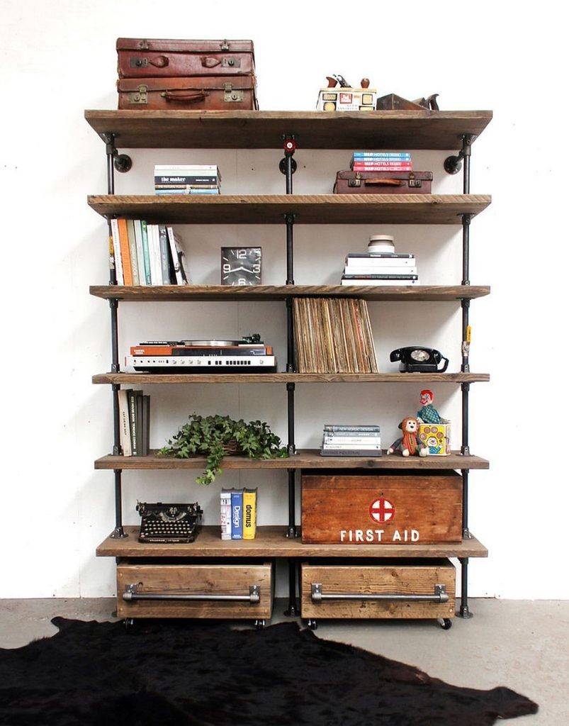 Décors de salons chics étagères bois et métal 6 Décors de salons chics étagères bois et métal 6