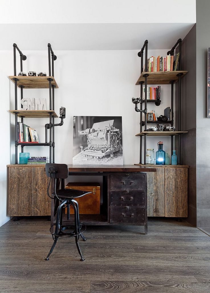 Décors de salons chics étagères bois et métal Décors de salons chics étagères bois et métal