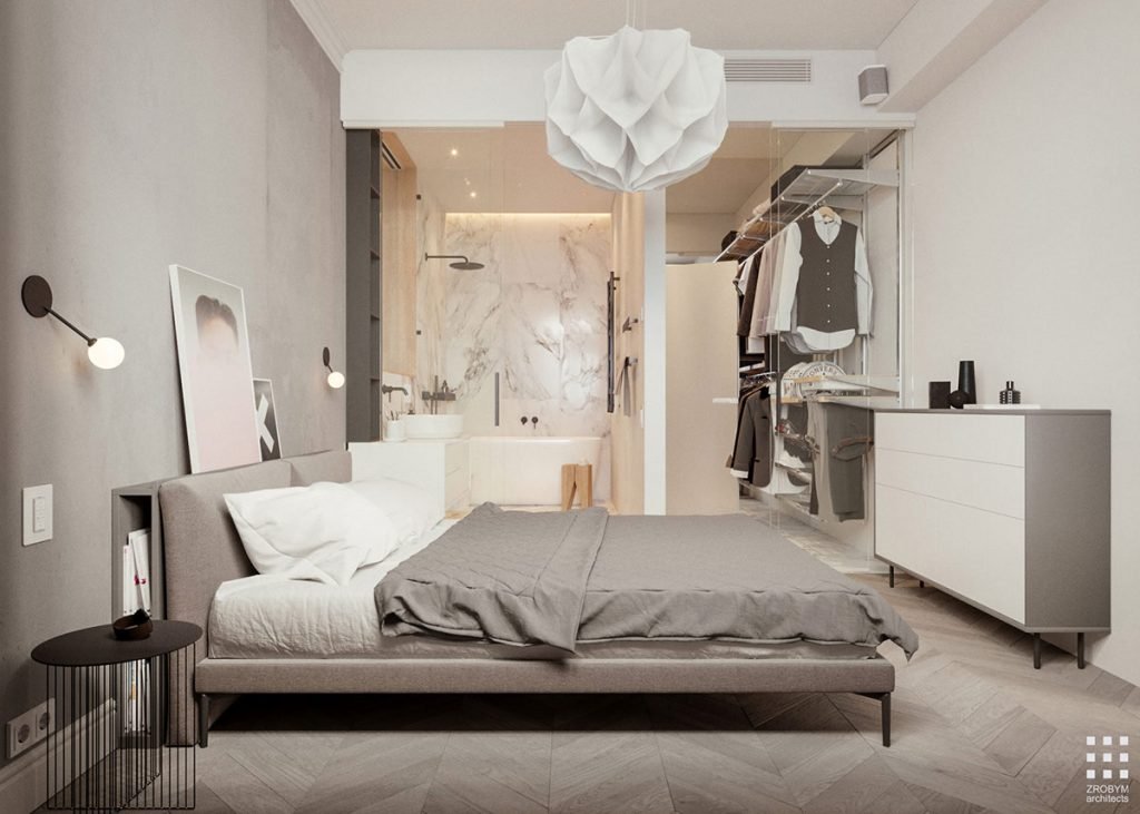 La chambre et la salle de bain