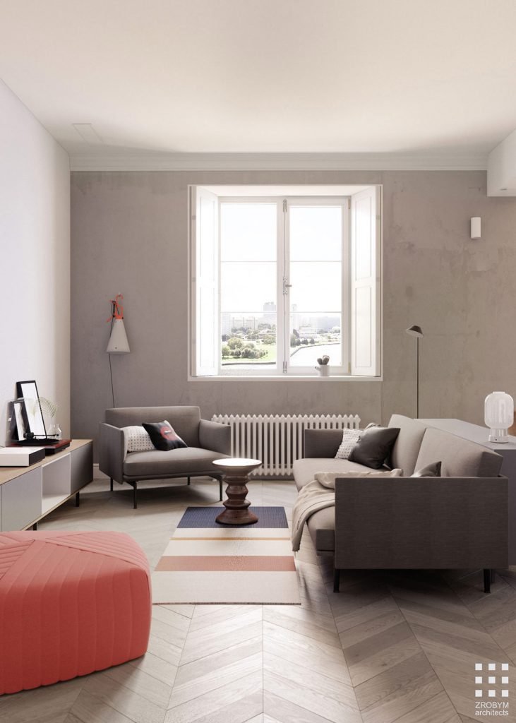 Une maison monochrome mais un salon vivant 2