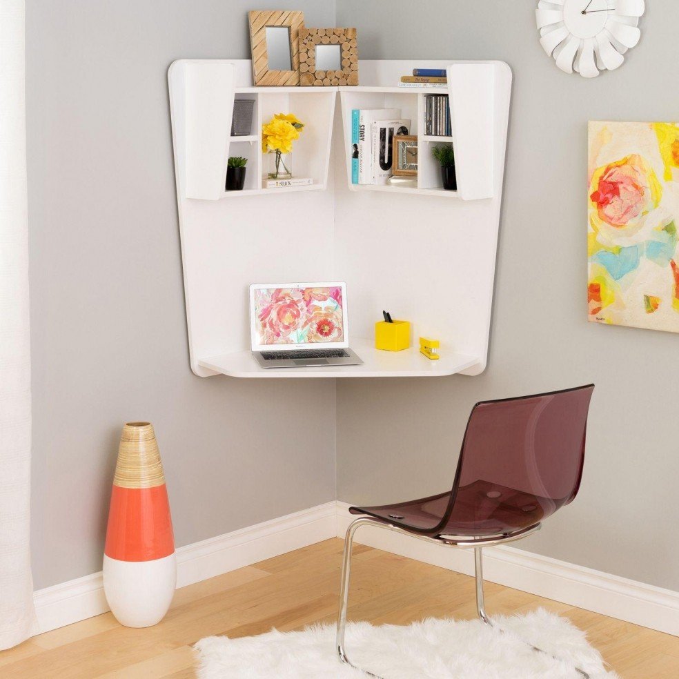 Bureau mural suspendu d’angle