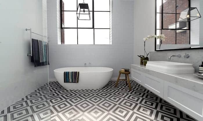 Carrelage en forme de diamant