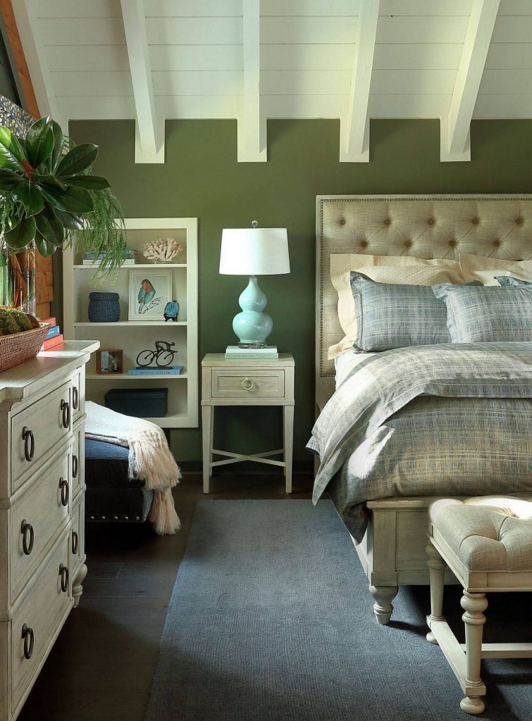 Le vert associé au style de la chambre à coucher
