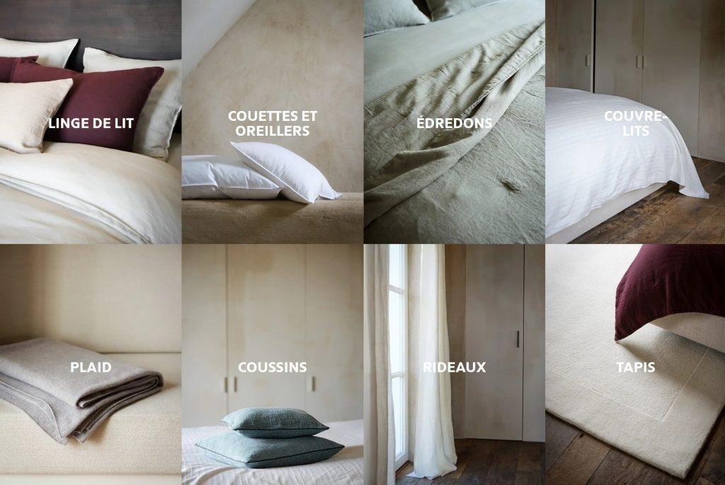 Beaucoup de textiles tapis linge de lit coussin rideaux