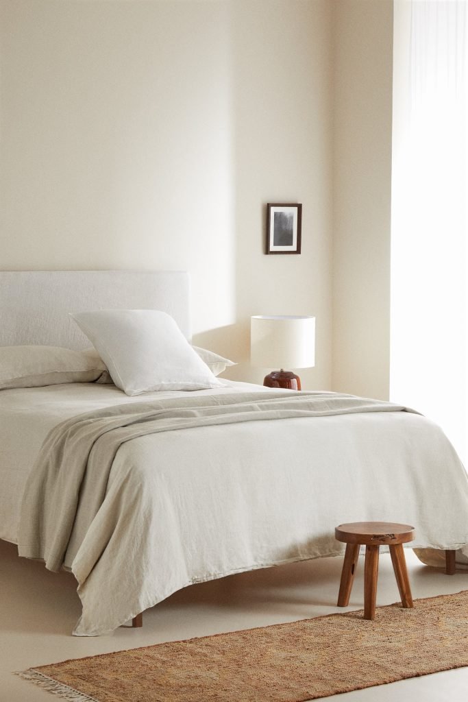 Housse de couette unie en lin lavé