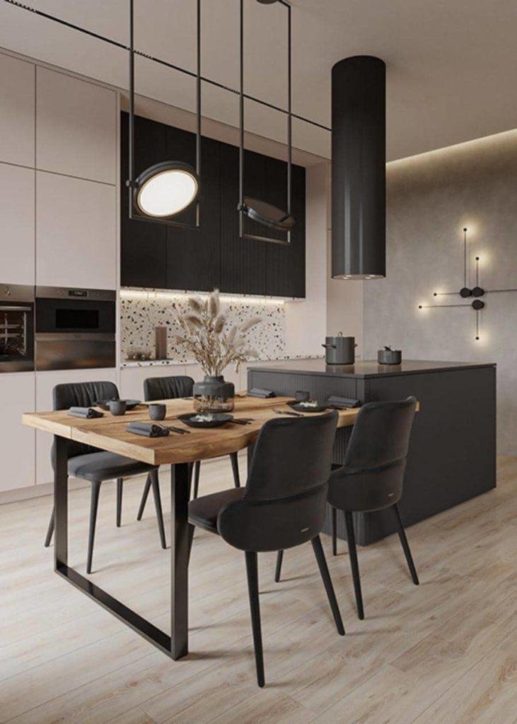 Une table à manger ou un bar avec chaise ou tabouret Une table à manger ou un bar avec chaise ou tabouret