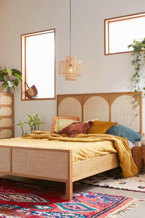 tete de lit en rotin de style vintage