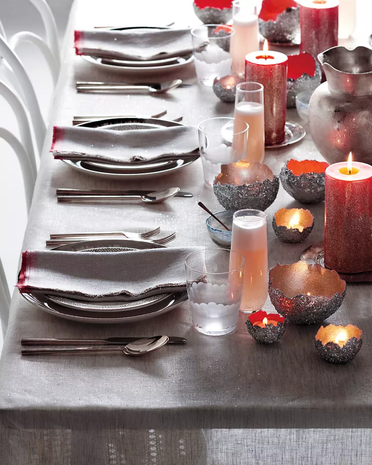 Décoration de table argentée métallisée