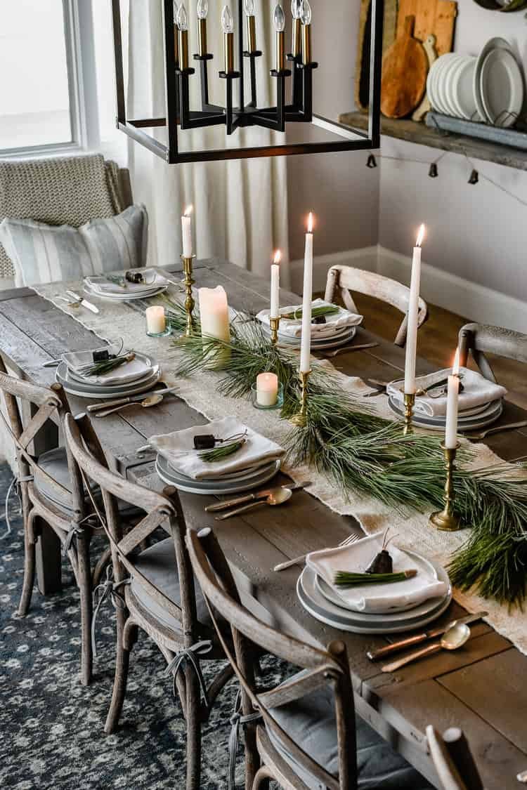 Des décorations de table de Noël rustiques