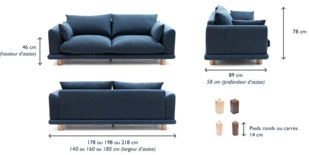 Dimensions du canapé Tediber