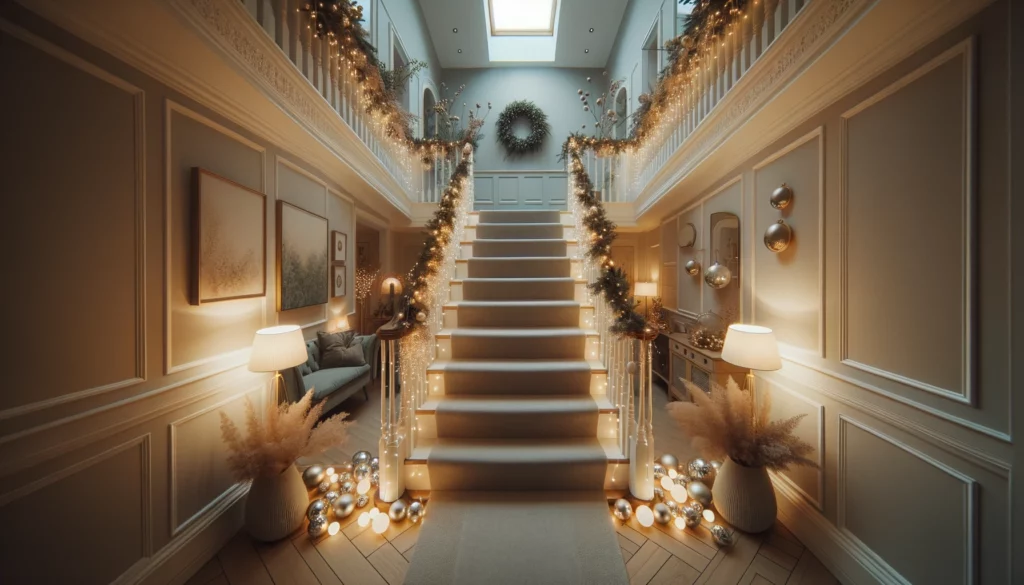 Décoration d'escalier pour Noël
