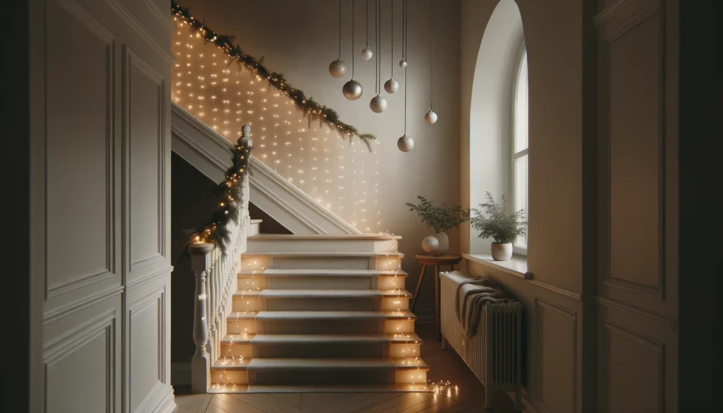 Décorer la descente d'escalier pour Noël