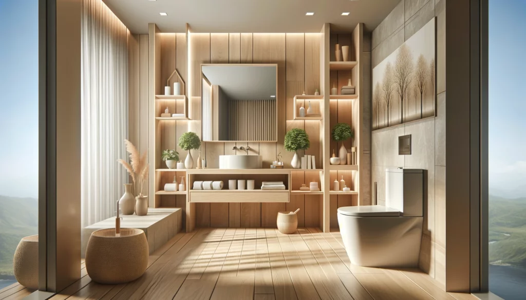 Utilisation du bois pour une déco WC moderne