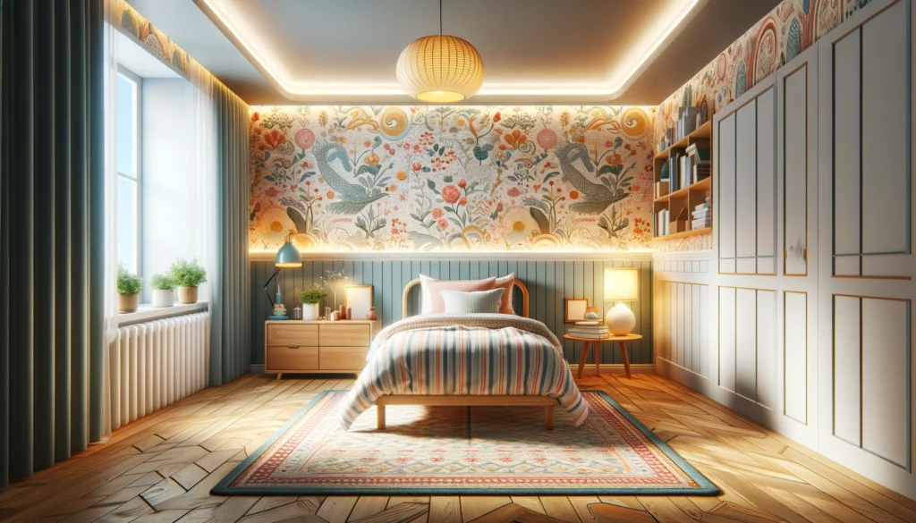 Papier peint pour une chambre à lit simple
