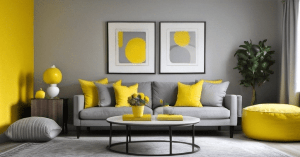 Des combinaisons de couleurs jaune vif et gris doux