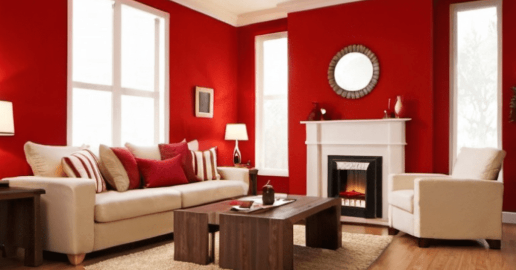 Rouge et beige audacieux pour un espace dynamique