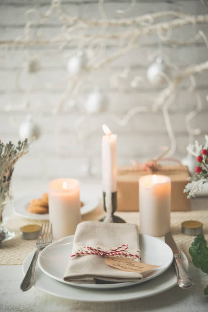 Décoration de Table de Noel pêche-beige doré