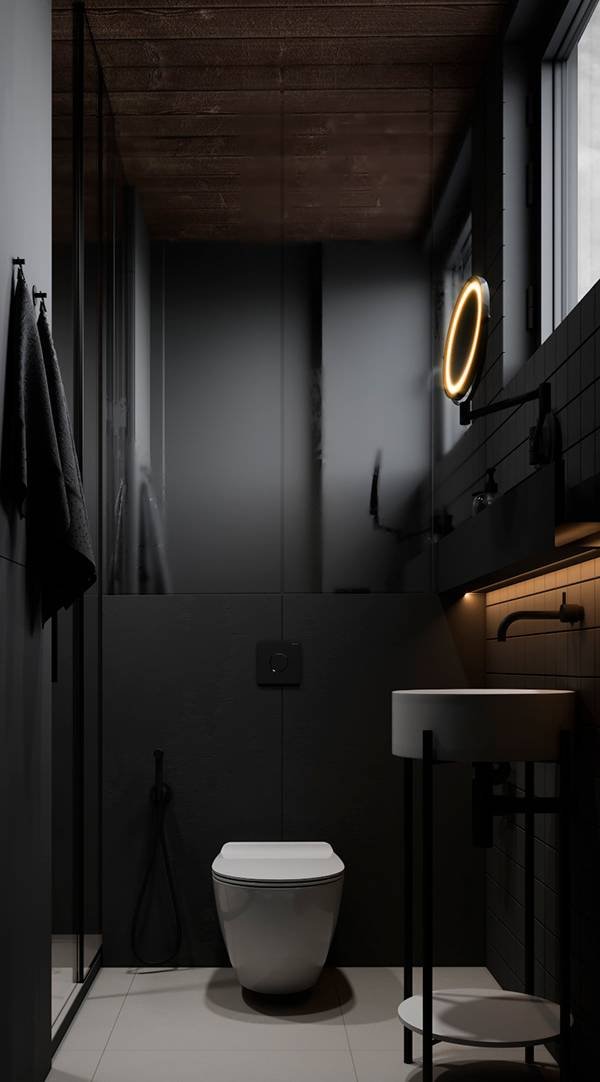 Une salle de bains moderne avec vue de luxe