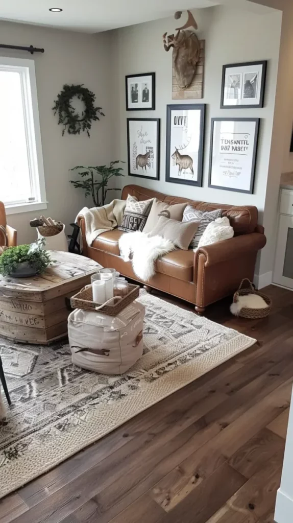 L'éclairage créer l'ambiance parfaite pour votre salon de style ferme moderne