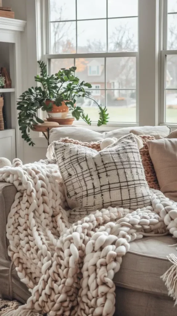 Oreillers et couvertures pour le style ferme moderne