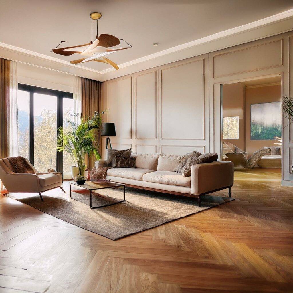 Salon avec parquet en bois massif : un changement à signaler à son assurance habitation Salon avec parquet en bois massif : un changement à signaler à son assurance habitation