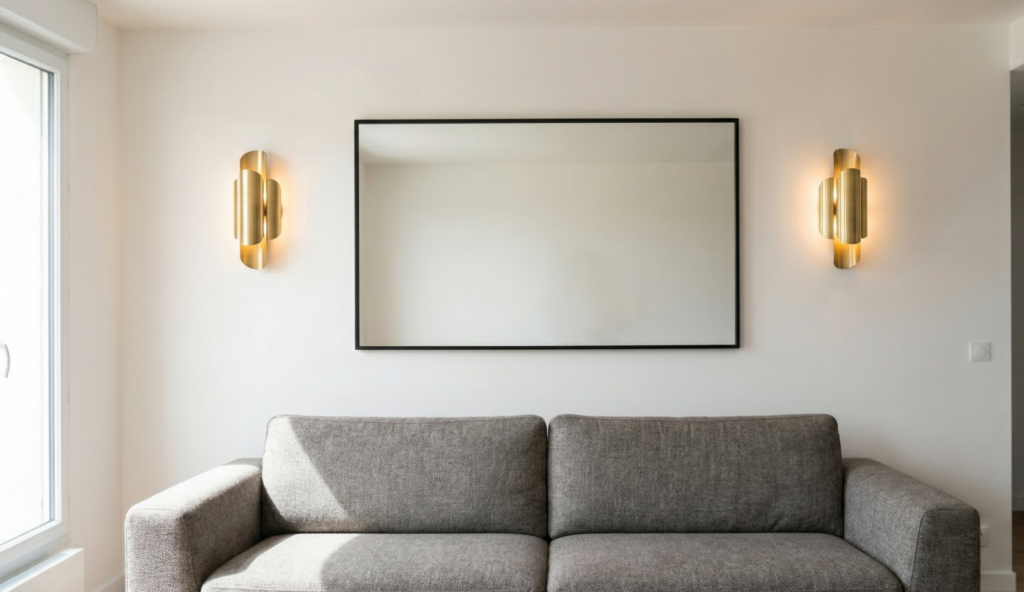 Habiller le Mur derrière le Canapé Appliques et Miroir