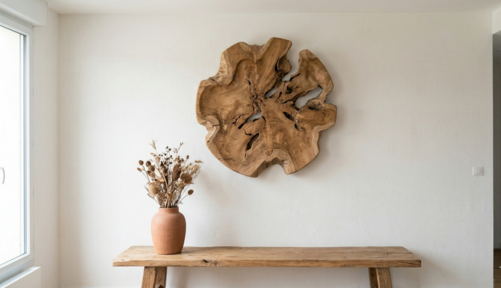 Tendance Wabi-Sabi  Décoration Murale en Bois Brut